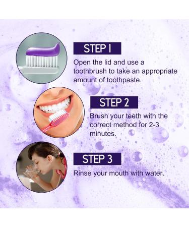 Purple Whitening Toothpaste - Removes Surface Stains Protects Gums Freshens Breath Long-Lasting Fragrance Easy 2-3 Minute Usage(4pcs) - Buy Online on GoSupps.com