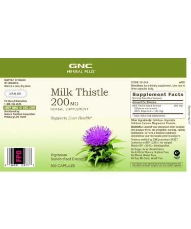 GNC Herbal Plus Milk Thistle 200mg | Liver Health Support | 300 Capsules, 300 Servings - Buy Online on GoSupps.com