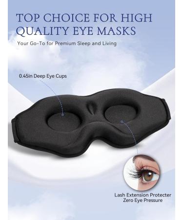 Premium Sleep Masks for Men & Women - 3D Contoured Blackout Eye Cover for Travel Side Sleepers & Lash Extensions - Soft Memory Foam Available in Black & Blue - Buy Online on GoSupps.com