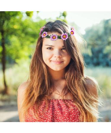 10 Pack Boho Flower Crown Headbands with Ribbon - Wedding Bridal Tiara and Hawaiian Party Accessories for Kids, Women, Girls - Buy Online on GoSupps.com
