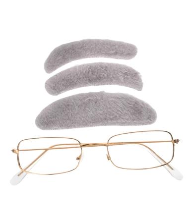 Doitool 1 set of Hallowe costume glasses for old false mustache-eyes brows self-adhesive mustache old men's beard costume rabbit fur man form clothing set
