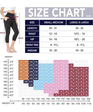 3 Pack Capri Leggings for Women with Pockets-High Waisted Tummy Control Workout Gym Yoga Pants - Black (L-XL) - Buy Online on GoSupps.com