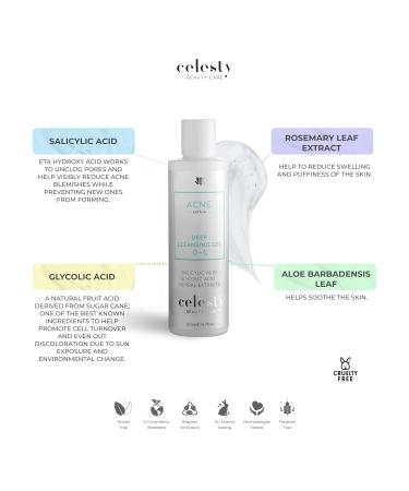 Celesty Beauty Facial Acne Cleanser Gel Deep Face Pore Cleansing Large 6.7 oz - Buy Online on GoSupps.com