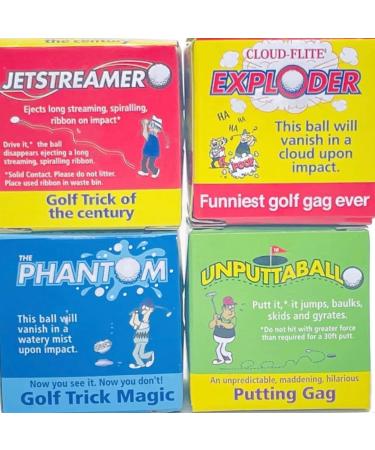 Exploding Golf Balls 4 Pack - Gag Gift Set with Smoke, Water, Ribbon & Surprise Effects - Buy Online on GoSupps.com