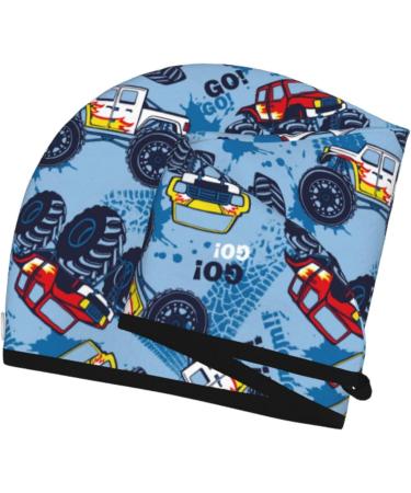 Monster Trucks Blue Microfiber Hair Towel - Super Absorbent Quick Dry Cap for Curly Thick Hair | Hair Turban Wrap for Women Girls & Kids - Buy Online on GoSupps.com