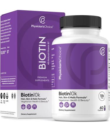 Biotin 10000mcg with Coconut Oil for Hair Growth - Natural Skin, Hair, and Nails Vitamins - High Potency, Non-GMO, Gluten-Free - 60 Veggie Capsules - Buy Online on GoSupps.com