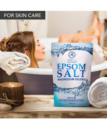 100% Pure Epsom Salt 35 Oz (1kg) - Magnesium Sulphate for Sore Muscles - Relaxation & Detox - Body Care Essential for Good Sleep - Buy Online on GoSupps.com