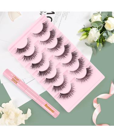 Poiuyoiu Clear Band Fluffy Lashes Kit with False Eyelashes Glue Bond and Remover Wispy Cat Eye Lashes 7 Pairs Fake Eyelashes Natural Look 3D Strip Lash Extensions Reusable Faux Mink Lashes M50-T - Buy Online on GoSupps.com