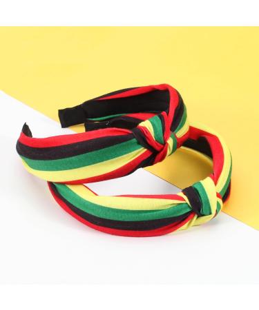 Ardorchid Rasta Headbands African Jamaica Juneteenth knotted Headband for Women Girls Elastic Hairband Hair Hoop No Slip Hair Accessories Gifts - Buy Online on GoSupps.com