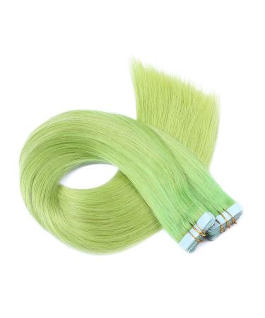 Tape in - on hair extensions - # green - 40cm - 30 bricks 4cm wide / 2.5g - 100% Remy real hair hair extension / extension with adhesive tape conflessing by Novon Hair Extentions