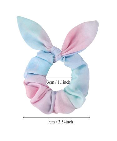 Bow Scrunchies: Funtopia 12 Pcs Cute Rabbit Bunny Ear Scrunchies - Colorful Tie Dye Hair Ties for Women, Girls, Kids - Buy Online on GoSupps.com