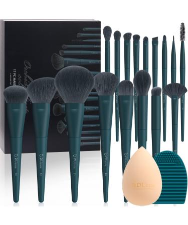 Ducare make -up brush set 17 pieces with brush cleaning mat and make -up sponge professional premium synthetic makeup brush set for face eyeshadow eyeliner foundation lips gift box 17 pieces. - Buy Online on GoSupps.com