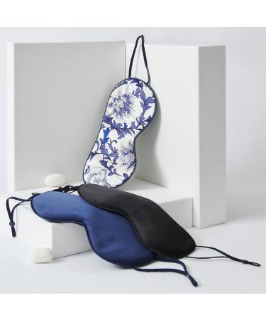 Premium Mulberry Silk Sleep Mask for Men & Women - Adjustable Ear-Hanging Strap Large Black Eye Mask for Ultimate Comfort - Buy Online on GoSupps.com