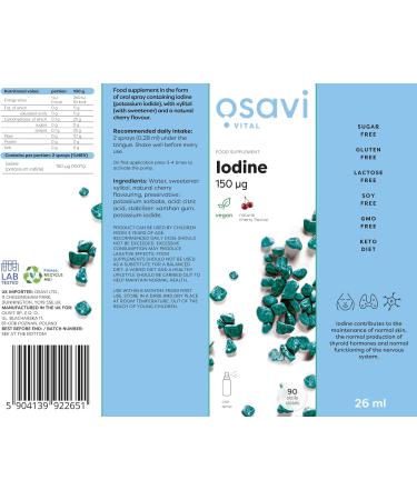 Osavi Iodine Oral Spray 150mcg (Cherry) - 26ml | Thyroid Support & Immune System Boost - Buy Online on GoSupps.com