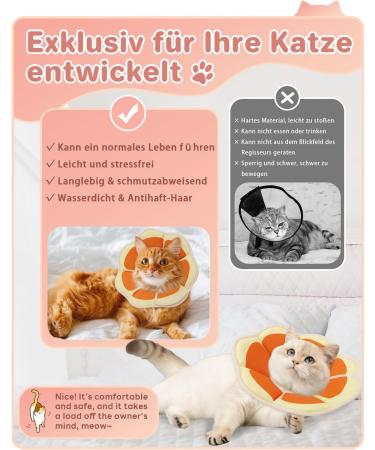 Supet ReWRise Adjustable Cat Collar - Post-Surgery Recovery Cone (Grapefruit M) - Ideal for Healing Injuries (Neck: 21.5-30.5cm) - Buy Online on GoSupps.com