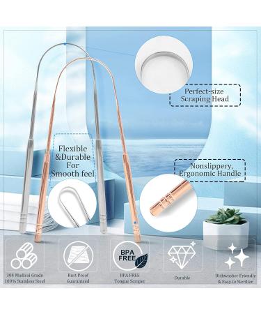 JUIDINTO Tongue Scraper Cleaner 2 Pack - Medical Grade Stainless Steel Tool with Travel Case for Oral Care - Eliminate Bad Breath - Adults and Kids - Buy Online on GoSupps.com