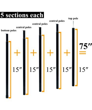Adjustable Steel Tent Poles Set of 2 - Black | Replacement Rods for Tarp Canopy Camping - Buy Online on GoSupps.com