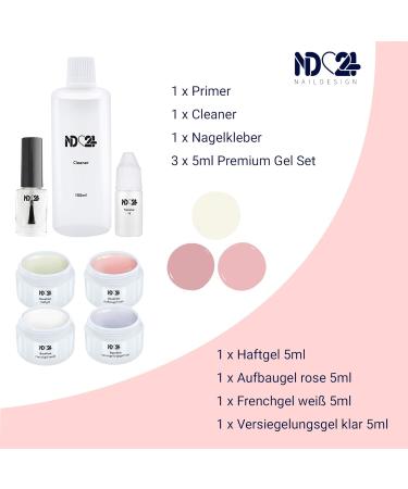 ND24 NAILDESIGN Geln gel Starter Set Premium - Complete UV Gel Nail Kit for Beginners | Includes UV Lamp French Gel & More - Made in Germany - Buy Online on GoSupps.com