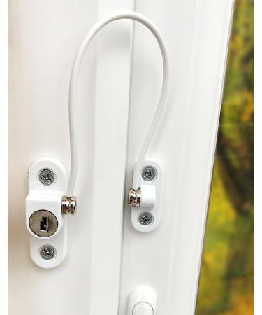 2 x UPVC Window Cable Restrictor Lock with Screws Child & Baby Safety Security Wire Tested to British Standards (White) - Buy Online on GoSupps.com