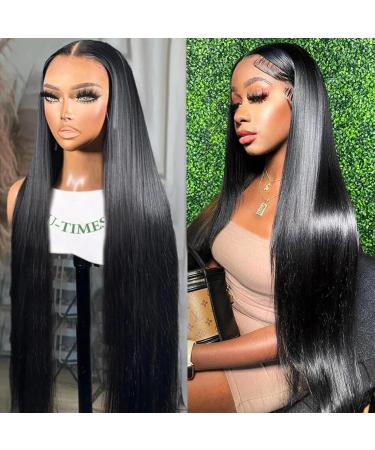 30 Inch Straight Human Hair Wig For Black Women 180 Density 13X6 HD Lace Front Wigs Human Hair Pre Plucked With Baby Hair Brazilian Virgin Human Hair Glueless Lace Frontal Wig Natural Color 30 Inch 13X6 Straight Full Lace Wig