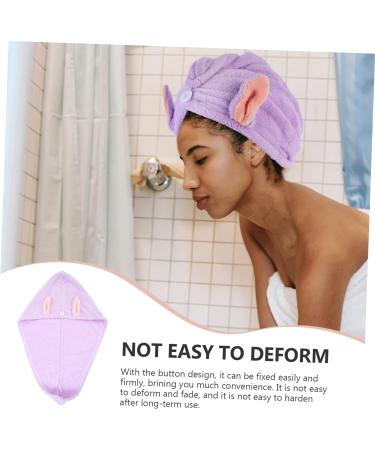MAGICLULU 2pcs Bunny Ears Dry Hair Hat Hair Ring Aldult Coral Fleece Violet - Buy Online on GoSupps.com