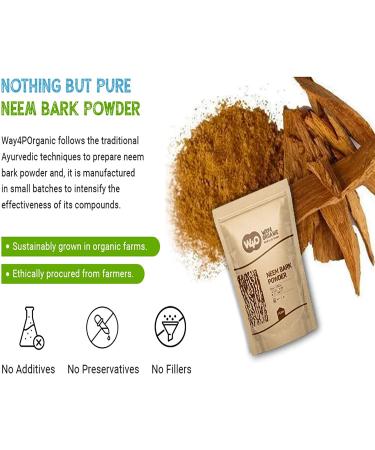 Neem Bark Powder 16 Oz - Dental & Digestion Support - 100% Organic - Way4Organic - Buy Online on GoSupps.com