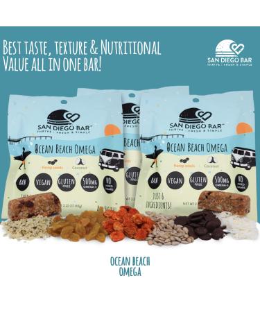 Ocean Beach Omega Hemp Seed & Coconut Vegan Protein Bars - 8g Plant-Based Protein - Sugar & Gluten Free - 6 Whole Food Ingredients - Energy Snack Bars - 4 Pack (8 Bars) - Buy Online on GoSupps.com
