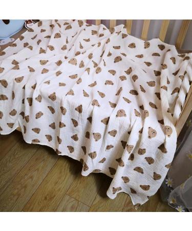 Yissone Baby Swaddle Blanket | Toddler Bear Print Cotton Yarn Stroller Blanket (90x130cm) - Buy Online on GoSupps.com