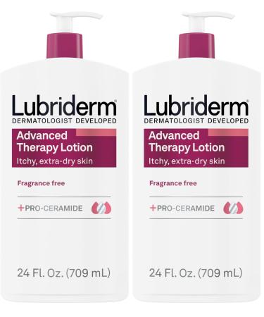 Lubriderm Advanced Therapy Moisturizing Lotion with Vitamins E and B5 Deep Hydration for Extra Dry Skin Non-Greasy Formula 24 fl. oz (Pack of 2)
