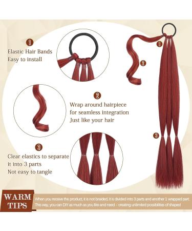 Sofeiyan 86cm Braided Ponytail Extension - Red Synthetic Hair Extension with Hair Tie for Women (Pack of 1) | International Shipping Available - Buy Online on GoSupps.com
