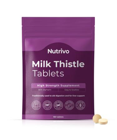 Milk Thistle Tablets | 180 Tablets | High Strength Supplement - 80% Silymarin | Good Alternative to Capsules or Tincture | Vegan | Non GMO| Made in UK