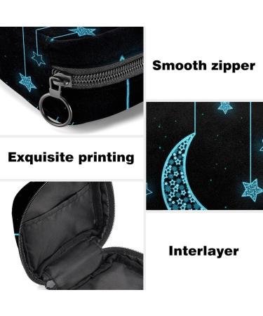 Night Blue Moon Star Women's Napkin & Menstrual Cup Storage Bag - Portable & Stylish First Period Solutions - Buy Online on GoSupps.com