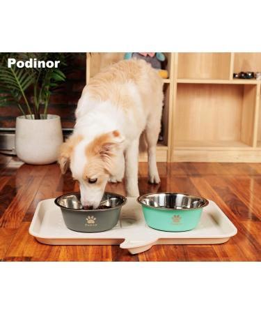 Podinor Stainless Steel Dog Bowls - 2 Pack, Non Slip Bottom, Dishwasher Safe - For Small, Medium & Large Dogs - Food & Water Dishes - Black & Aqua - 3 Cups/24 oz Each - Buy Online on GoSupps.com