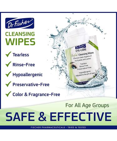 Dr. Fischer Premium Hypoallergenic Eyelid Wipes - 30 Pre-Moistened Cleansing Wipes for Gentle Makeup Removal - Buy Online on GoSupps.com