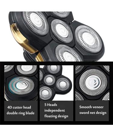 JIUCHEN Shaver Blade Heads - Replacement 5 Heads Beard Cutter | 4D Rotary Double Ring Electric Razor Head for Head & Face - International Shipping Available - Buy Online on GoSupps.com