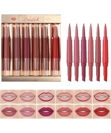 Ensemble de Crayon L vres et Rouge L vres 6 Pi ces Stylo Rouge L vres Mat avec Crayon Contour | Gloss Maquillage Double Face pour Femme - Buy Online on GoSupps.com