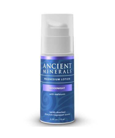 Ancient Minerals Magnesium Lotion Goodnight night cream contains melatonin with magnesium chloride and OptiMSM a topical nighttime moisturizing lotion(2.5oz)