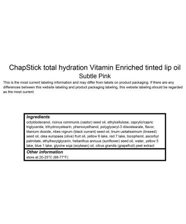 ChapStick Total Hydration Tinted Lip Oil, Subtle Pink - 0.24 oz - Buy Online on GoSupps.com