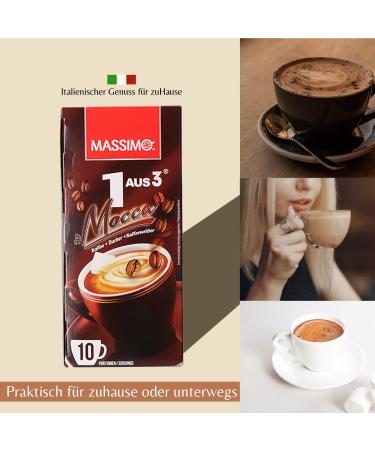 Massimo 1 from 3 instant coffee Moka 160 sticks of 18 g soluble coffee powdered drink with soluble coffee sugar and coffee powder - Buy Online on GoSupps.com
