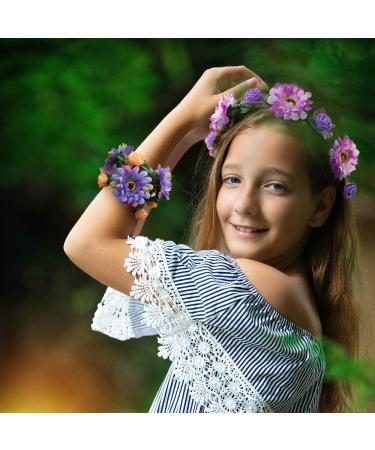 SnailGarden 6Pcs Adjustable Floral Headbands - Rose Flower Crown Wreath for Women, Girls, Teens - Bridal Halo Garland Headpiece with Ribbon for Birthday Party - Buy Online on GoSupps.com