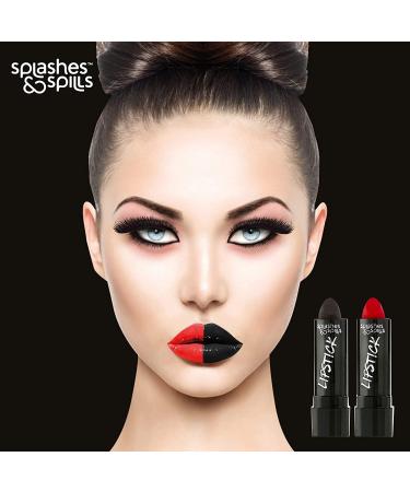 Vivid Black & Red Lipstick Combo - Bold Translucent Matte Finish - Splashes Spills Makeup - Midnight Black & Scarlet Red - Buy Online on GoSupps.com