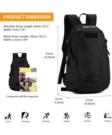 HUNTVP 20L Military MOLLE Backpack - Tactical Assault Pack for Hunting, Camping, Trekking - Black - Buy Online on GoSupps.com