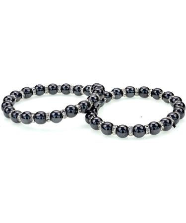 Set of 2 Womens Magnetic Hematite Bracelets with Rhinestones by PURPLE WHALE - Arthritis Pain Relief, Healthy Blood Circulation Gemstones - Buy Online on GoSupps.com