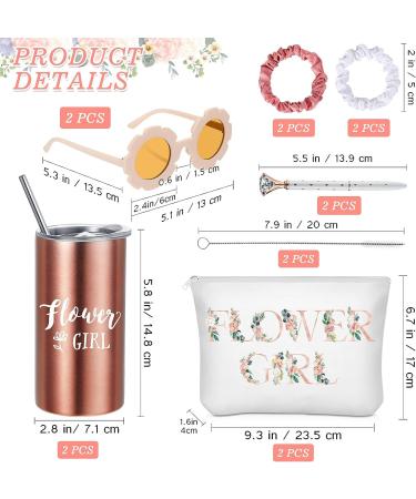 Flower Girl Proposal Gift Set - Tumblers, Card, Makeup Bag, Sunglasses, Scrunchies, Diamond Pen - Buy Online on GoSupps.com