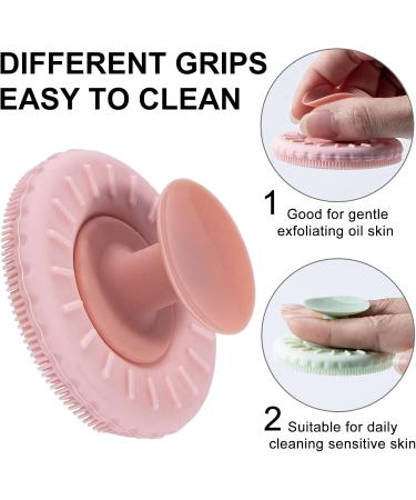 Beomeen Silicone Face Scrubber Exfoliator 2 in 1 Removable Round Manual Facial Cleansing Brush for Deep Cleaning and Massaging Skin Care Face Wash Brush Blackhead Acne Pore Pad (Green+Pink) - Buy Online on GoSupps.com