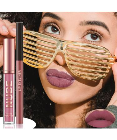 Ninnyi 3PCS Lip Liner and Lipstick Set Long Lasting Waterproof Lip Stain with Lip Brush - Buy Online on GoSupps.com