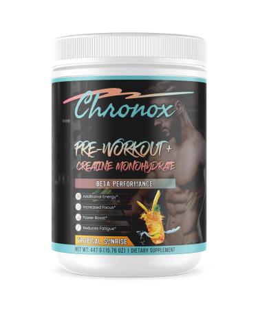 Creatine Monohydrate Powder with Tropical Sunrise Flavor - Premium Pre-Workout for Men & Women to Boost Energy & Stamina - Mass Gainer supplement for Strength Focus Recovery & Active Training