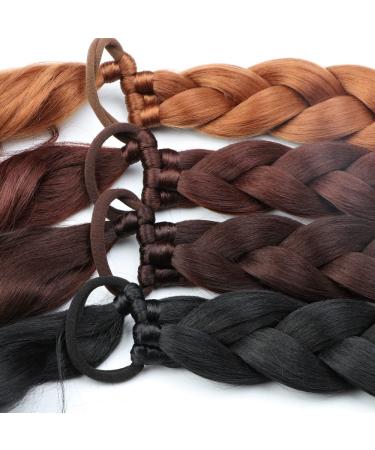 24 Inch 1B Wrap-Around Long Braids Ponytail Extension for DIY Hair Styles | Reusable Woman Braiding Ponytail | Sharopul - Buy Online on GoSupps.com
