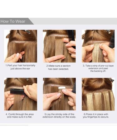 Elailite Tape In Extensions - 20 Wefts Human Hair 45 cm #1 Black for Girls - Buy Online on GoSupps.com