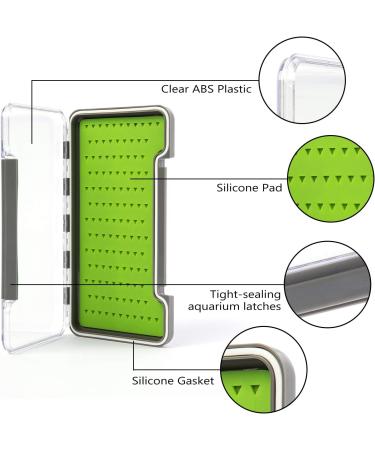 Bassdash Waterproof Fly Box - Single/Double Sided Fishing Flies Storage - Silicone Slits Insert - 7.4x4.1x0.7 - Type 8-12 - Buy Online on GoSupps.com